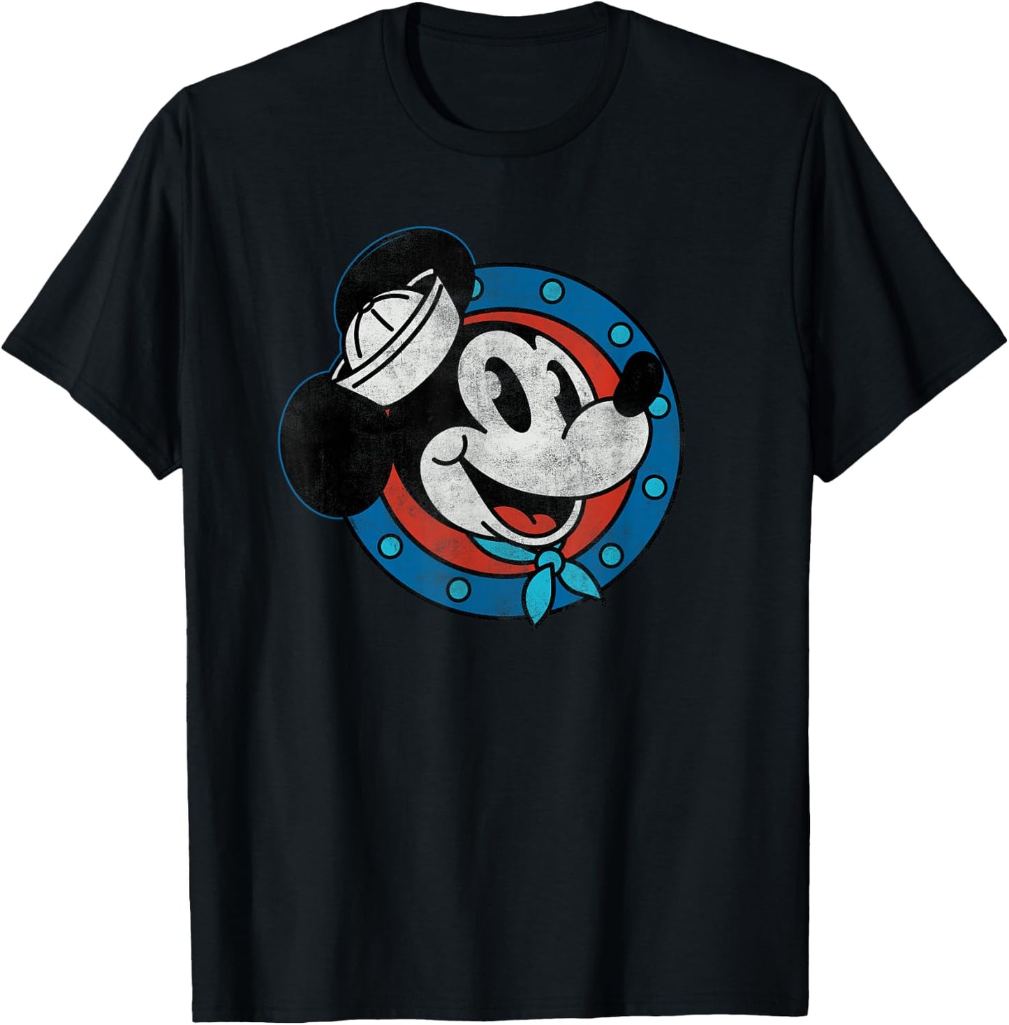 Disney Cruise Sailor Mickey Mouse Distressed Retro Vintage T-Shirt - T-Shirt | Black
