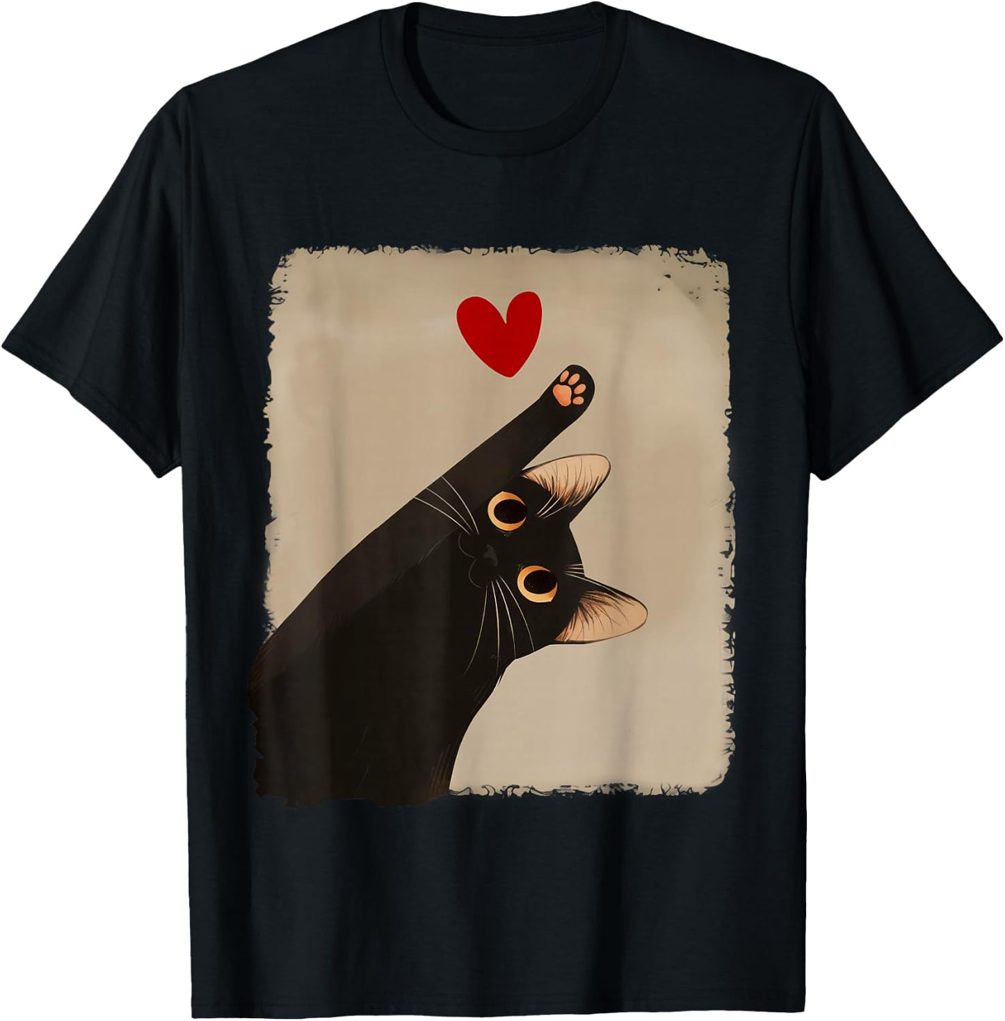 Kawaii Black Cat Heart Japanese Anime Cute Cat Heart Girls T-Shirt - T-Shirt | Black