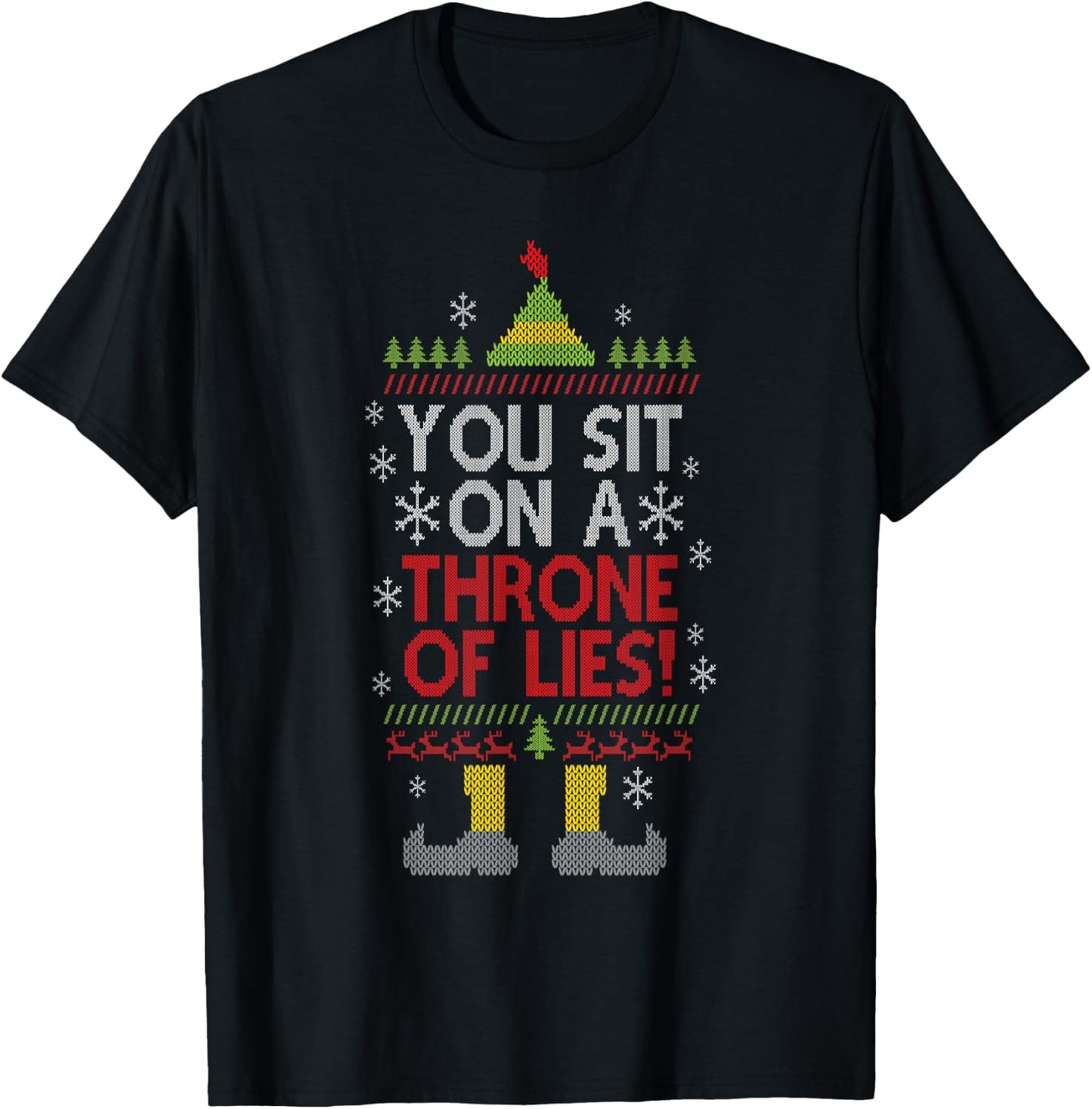 You Sit On A Throne Of Lies Funny Christmas Fake Santa T-Shirt - T-Shirt | Black