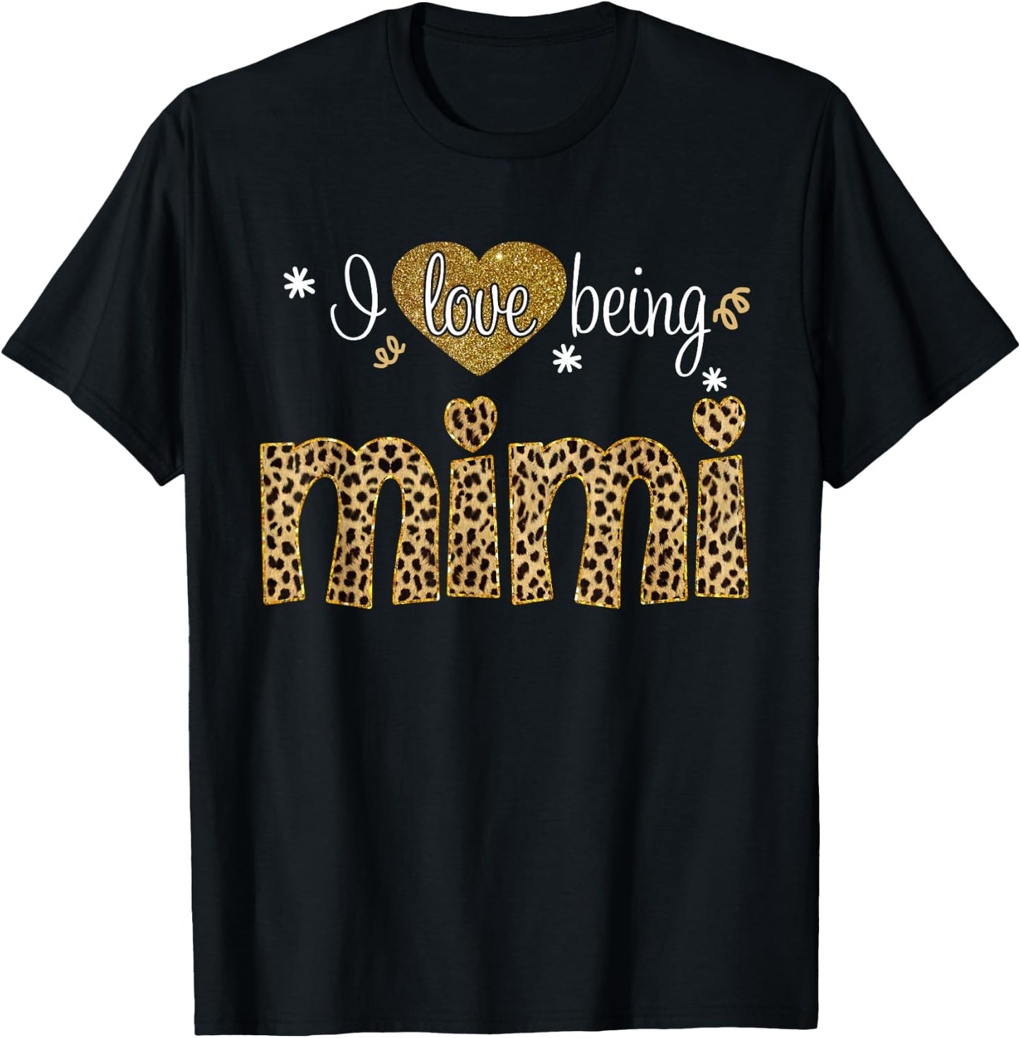 I Love Being Mimi Leopard Plaid Xmas Mimi gifts For Grandma T-Shirt - T-Shirt | Black