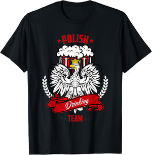 Polish Drinking Team Funny Poland Party Beer T-Shirt - T-Shirt | Black