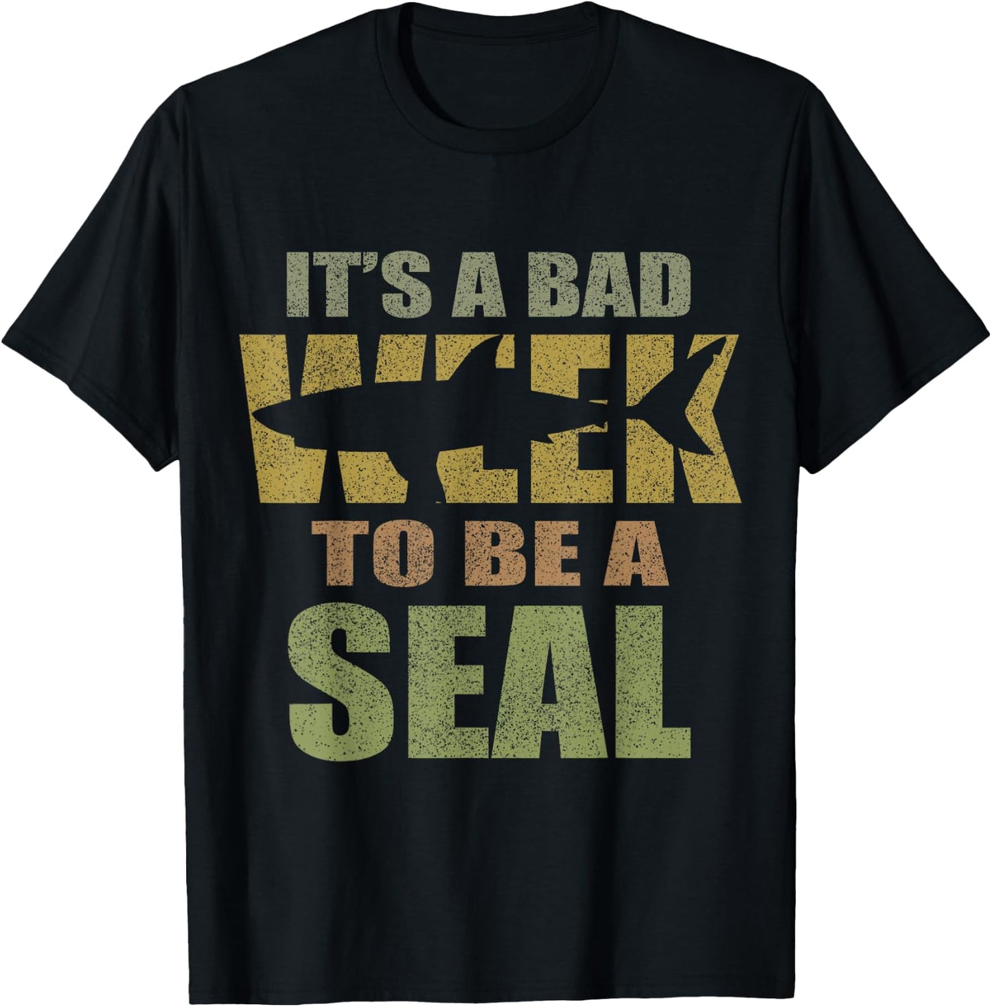 Vintage It's A Bad Week To Be A Seal Shark Lovers T-Shirt - T-Shirt | Black