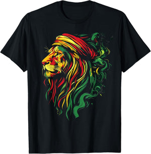 Jamaican Lion Jamaican Rasta Flag Lion Of Judah Reggae Music T-Shirt - T-Shirt | Black