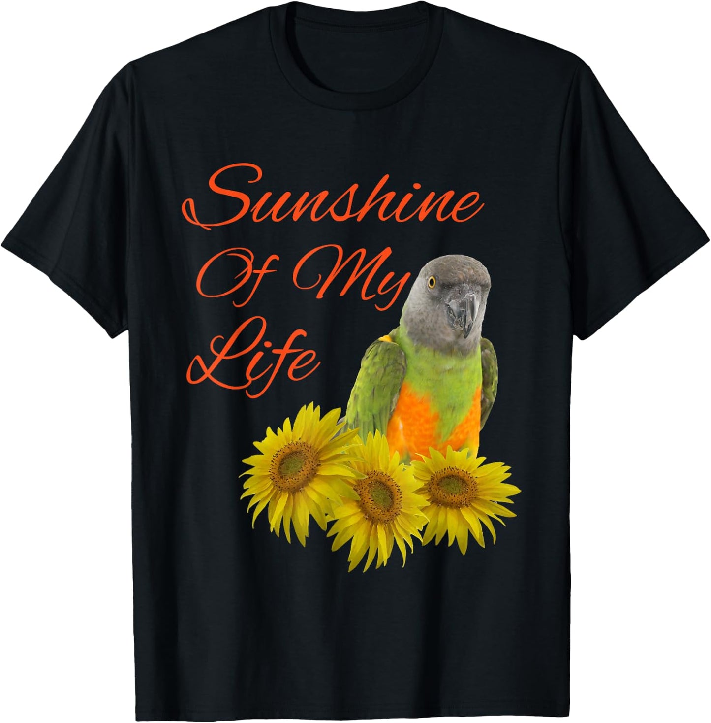 Senegal Parrot Sunshine Sunflower Men Women Girls Kids T-Shirt - T-Shirt | Black