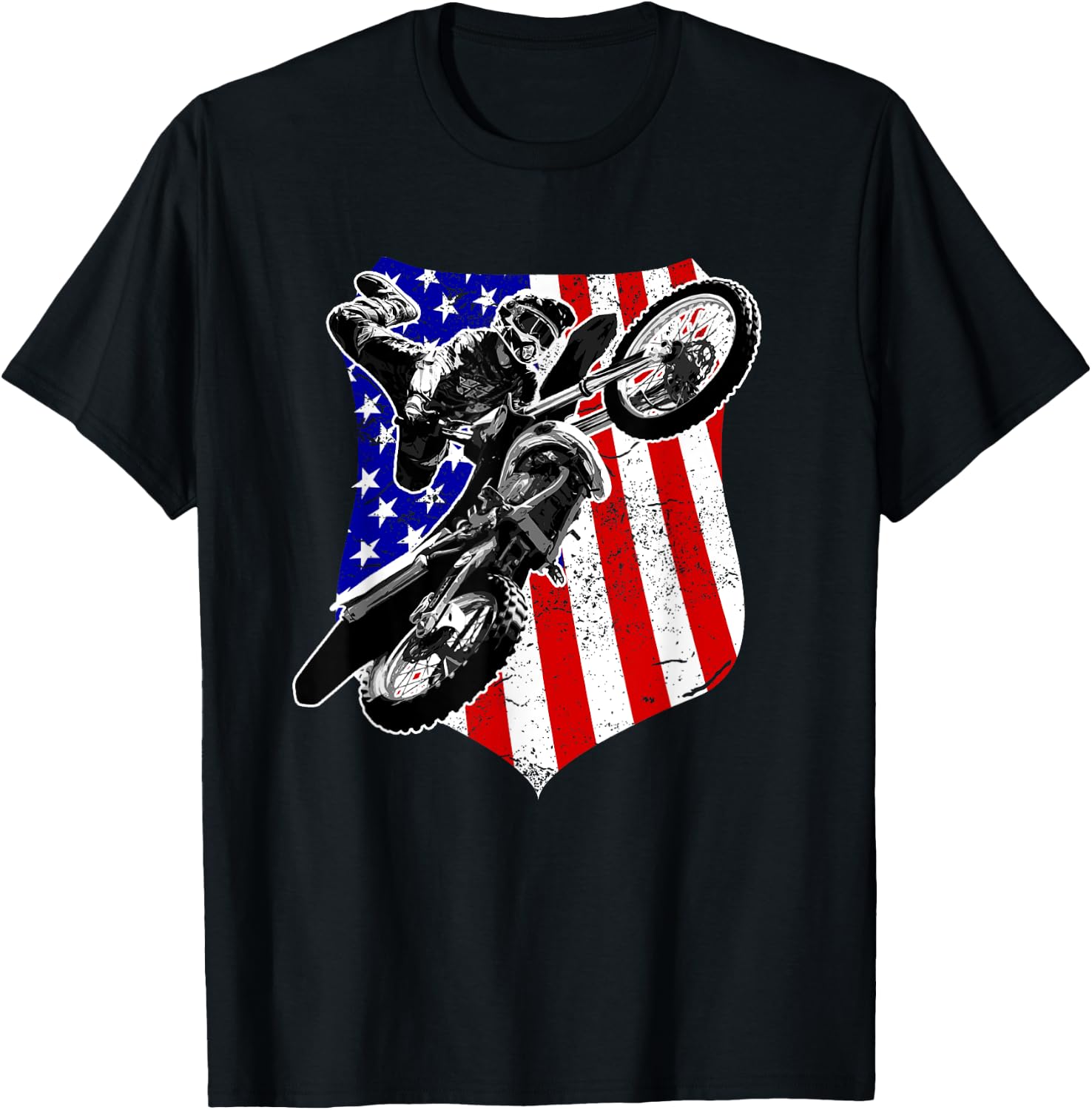 Dirt Bike Motocross 4th of July T-Shirt - T-Shirt | Black