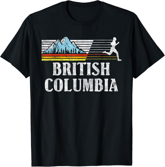 British Columbia Trail Running Retro Mountains 80s Graphic T-Shirt - T-Shirt | Black