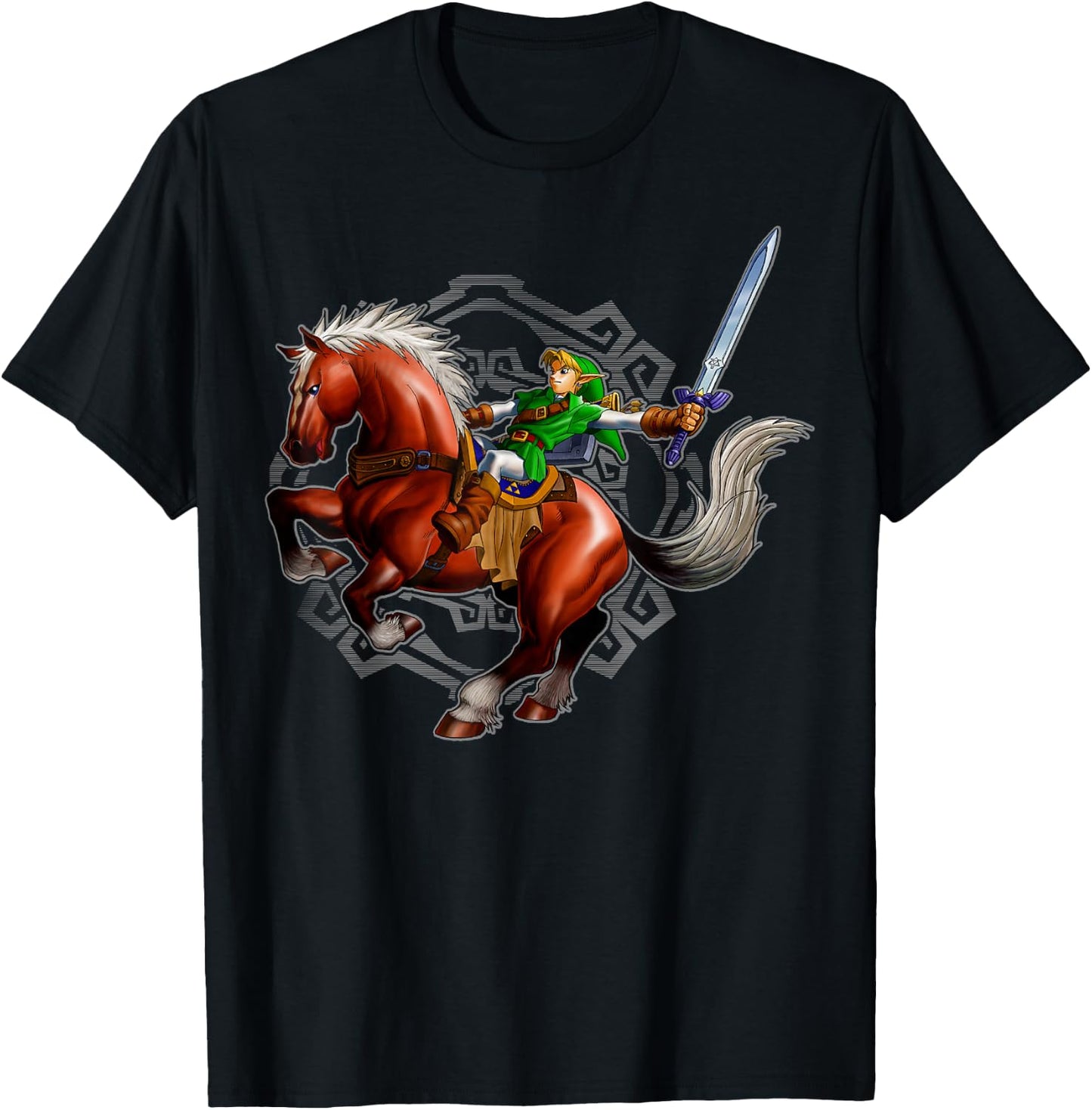 Nintendo Legend of Zelda Link On A Horse Portrait T-Shirt - T-Shirt | Black