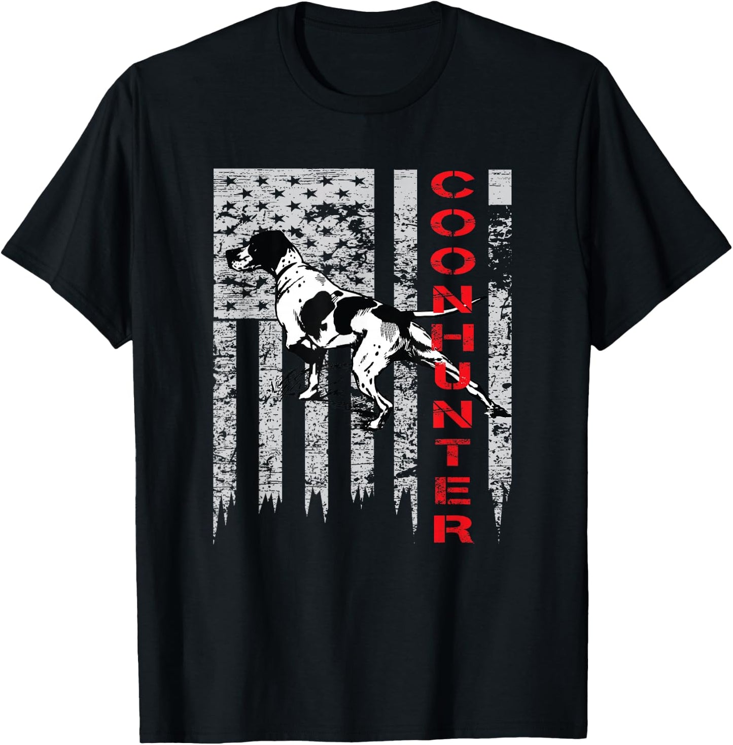 Distressed USA Flag Shirt for Coon Hunters T-Shirt - T-Shirt | Black