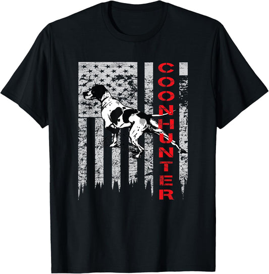 Distressed USA Flag Shirt for Coon Hunters T-Shirt - T-Shirt | Black