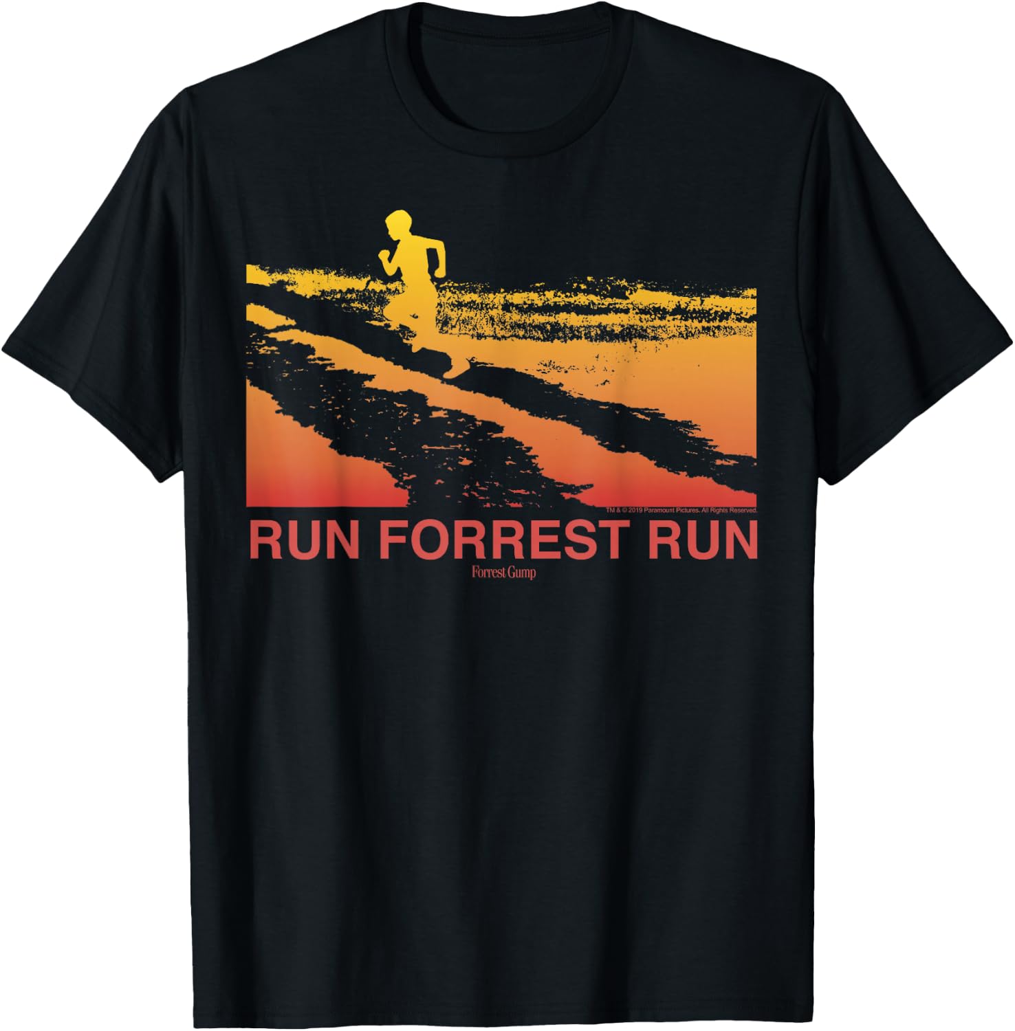 Forrest Gump Run Forrest Run Sunset Silhouette T-Shirt - T-Shirt | Black