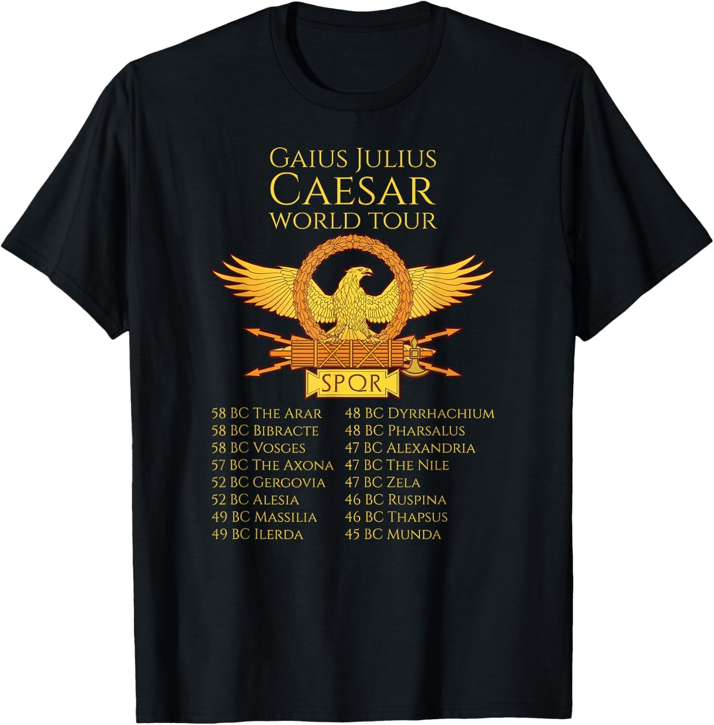 SPQR Ancient Rome Julius Caesar World Tour Roman History T-Shirt - T-Shirt | Black