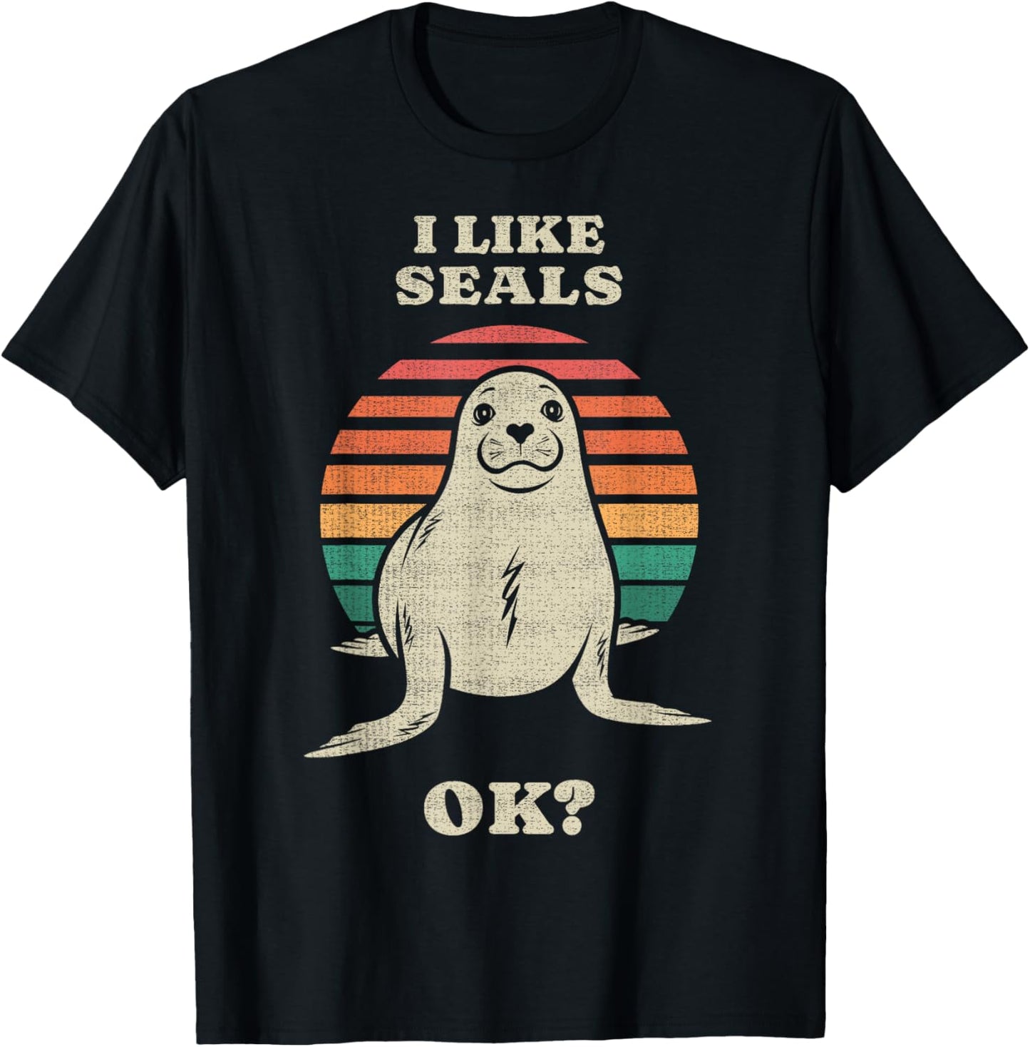 Funny Seal Lover Animal Retro 70s T-Shirt - T-Shirt | Black