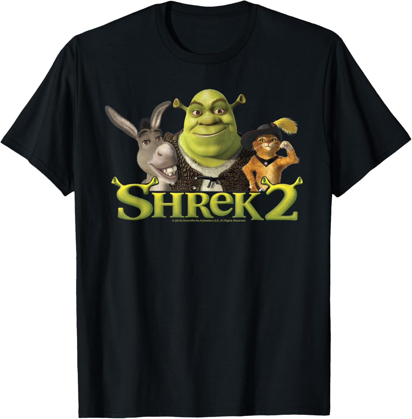 Shrek 2 Donkey & Puss in Boots Best Friends T-Shirt - T-Shirt | Black