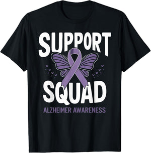 Support Squad Alzheimer's Awareness Men Women Dementia Ribbon T-Shirt - T-Shirt | Black