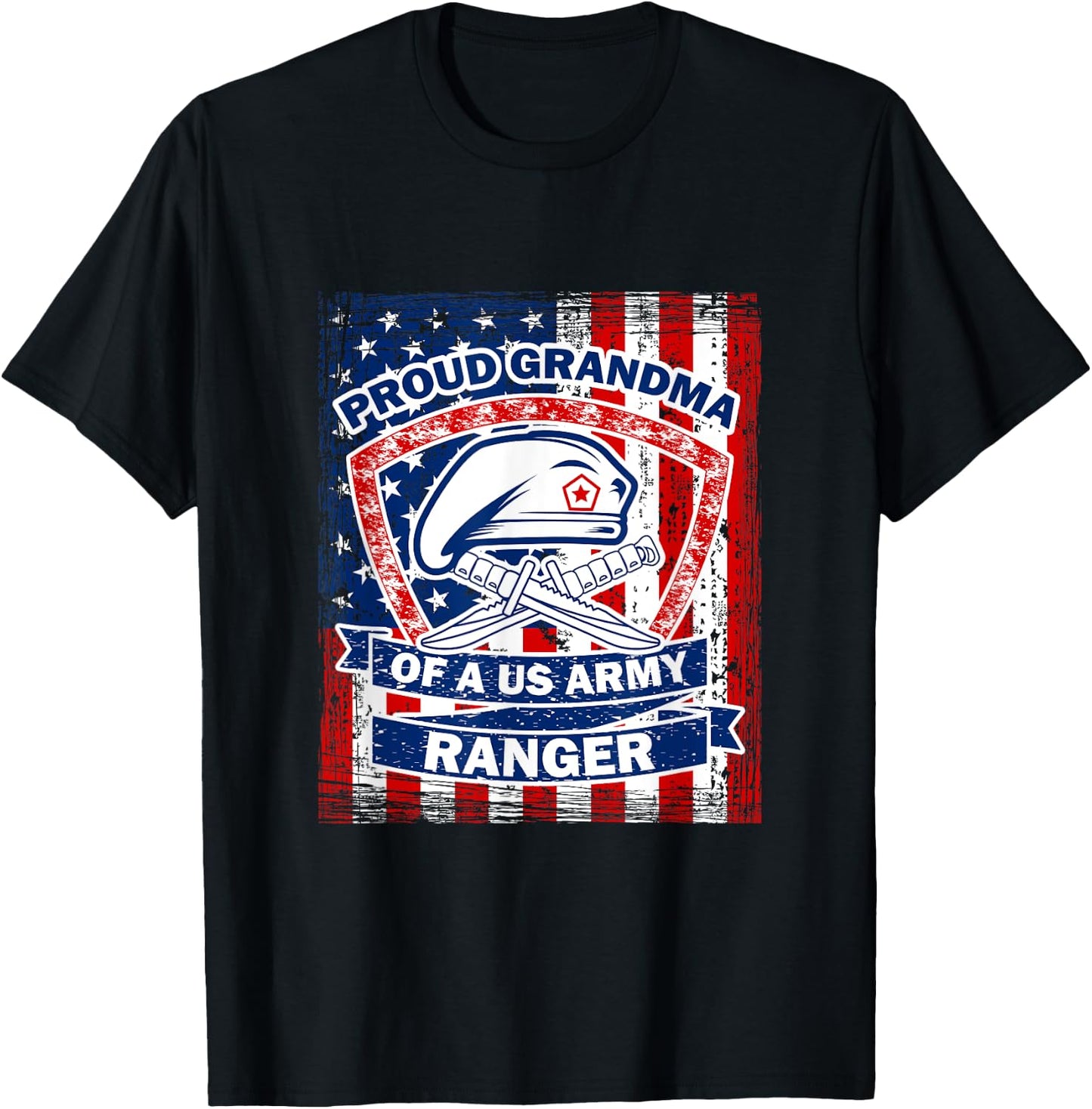 Proud Grandma of US Army Ranger T-Shirt - T-Shirt | Black