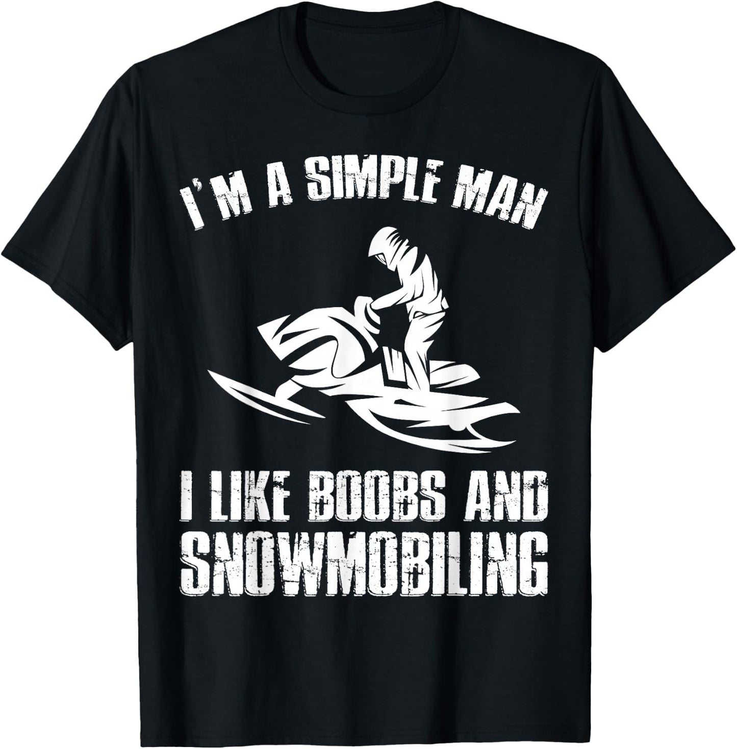 I Like Boobs And Snowmobiling Funny Snowmobile Riding T-Shirt - T-Shirt | Black
