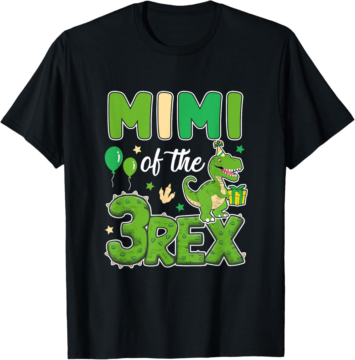 Mimi Of The Three Rex Birthday Dinosaur Family Matching T-Shirt - T-Shirt | Black