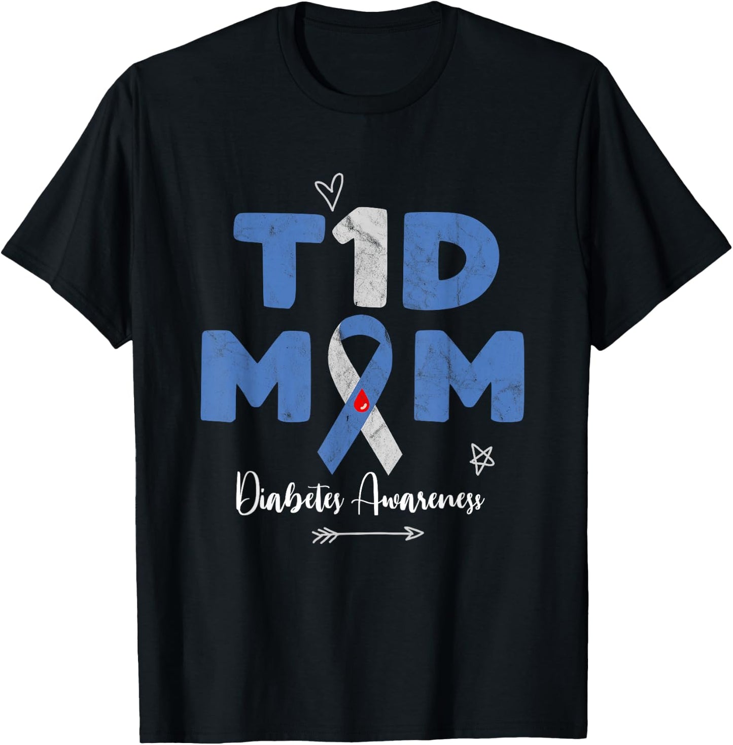 T1D Mom Diabetes Awareness Gift Mother T-Shirt - T-Shirt | Black