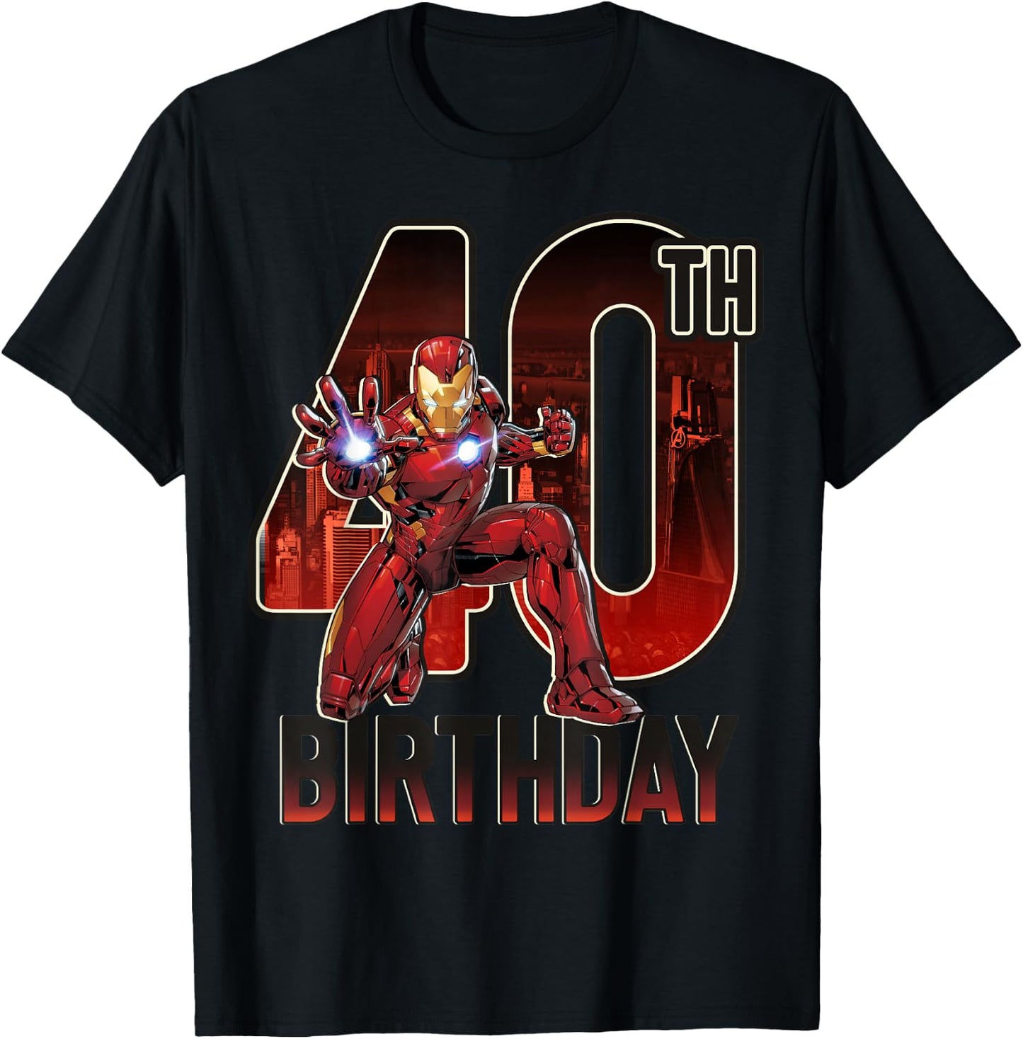 Marvel Iron Man 40th Birthday Action Pose Graphic T-Shirt - T-Shirt | Black