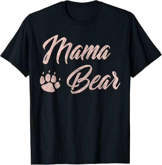 Mama Bear Cute for Mom Paw Pink T-Shirt - T-Shirt | Black