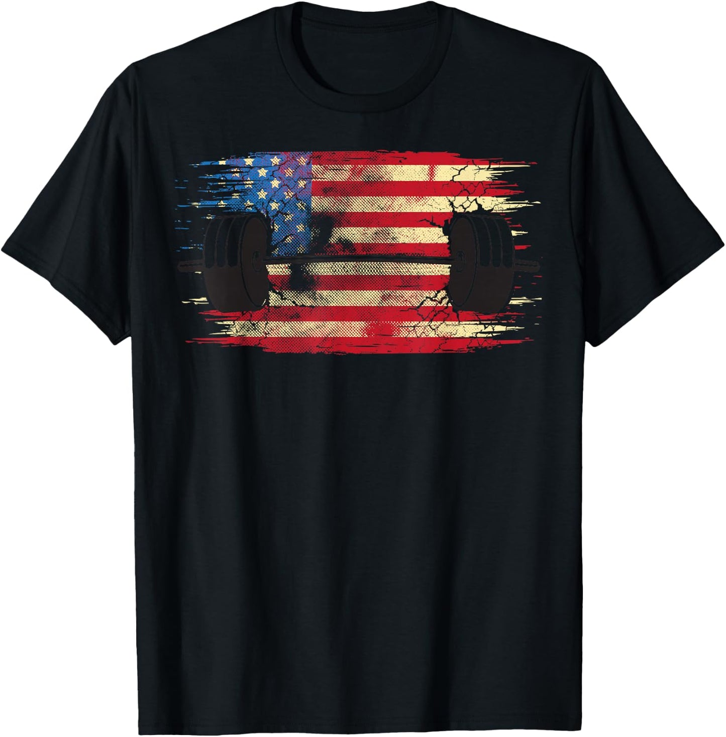 American Flag Gym and Fitness | Weight Lifting Gift T-Shirt - T-Shirt | Black