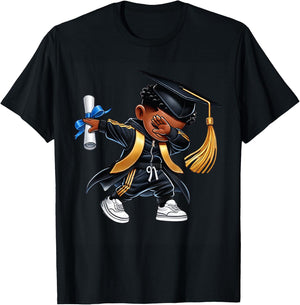 Kids Funny Boys Kindergarten Graduate Dabbing Class of 2025 T-Shirt - T-Shirt | Black