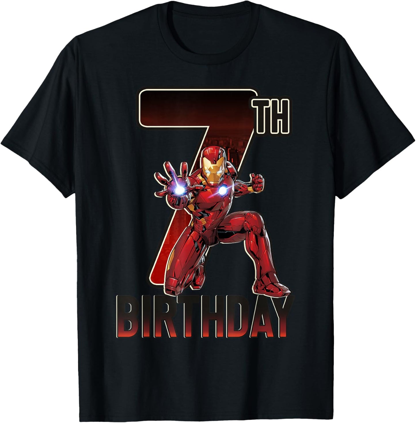 Marvel Iron Man 7th Birthday Action Pose Graphic T-Shirt - T-Shirt | Black