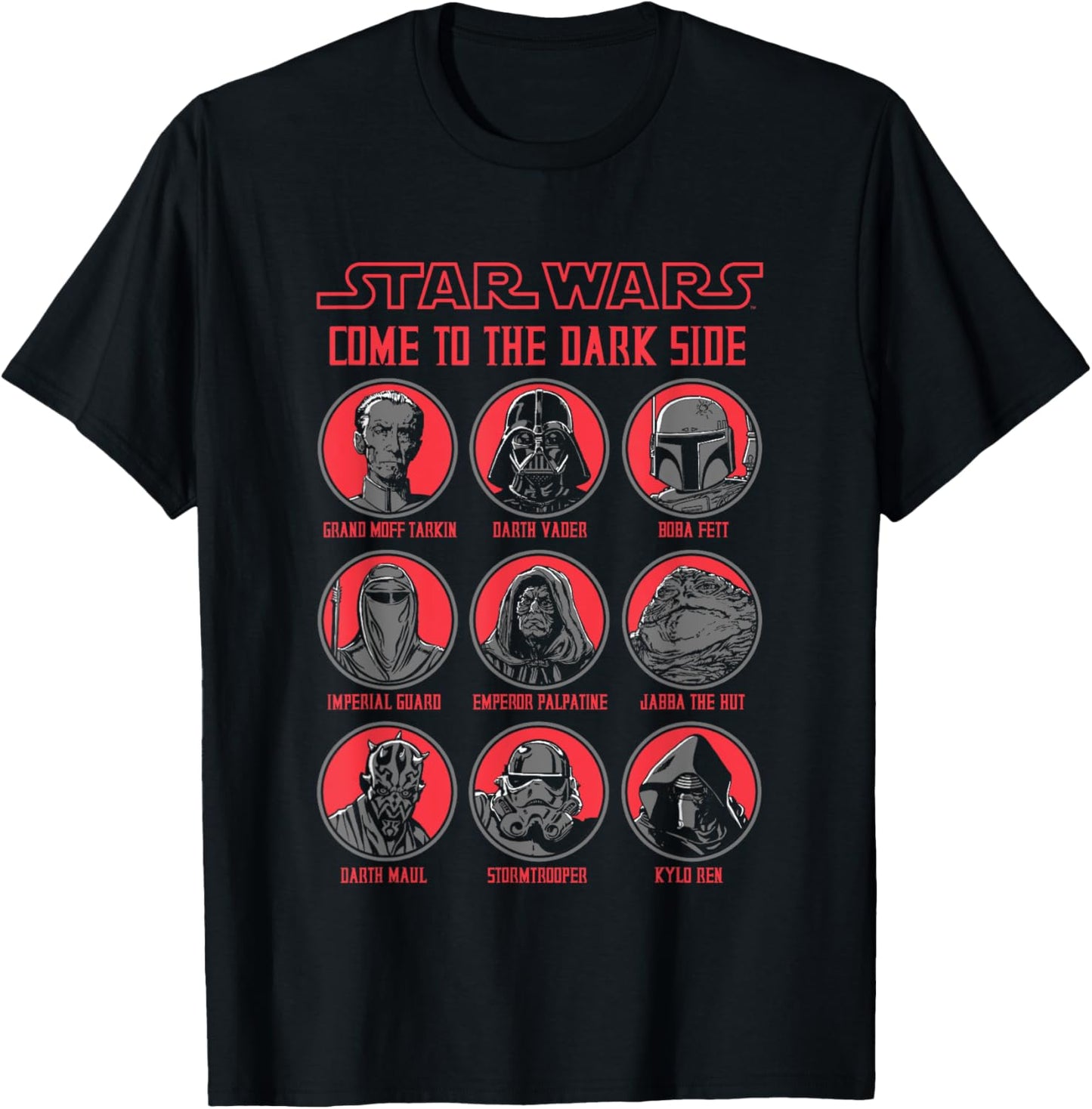 Star Wars Come To The Dark Side Characters Panels Big Logo T-Shirt - T-Shirt | Black