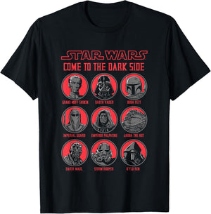 Star Wars Come To The Dark Side Characters Panels Big Logo T-Shirt - T-Shirt | Black