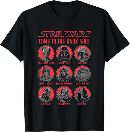 Star Wars Come To The Dark Side Characters Panels Big Logo T-Shirt - T-Shirt | Black