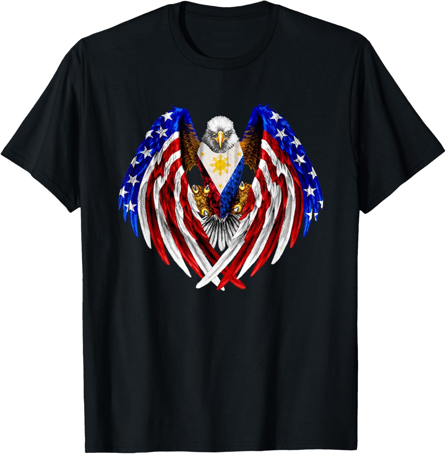 Filipino American Philippines USA Flag Eagle T-Shirt - T-Shirt | Black