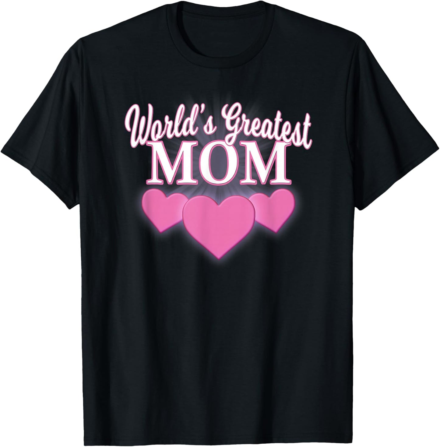 World's Greatest Mom Mother's Day Triple Heart T Shirt T-Shirt - T-Shirt | Black