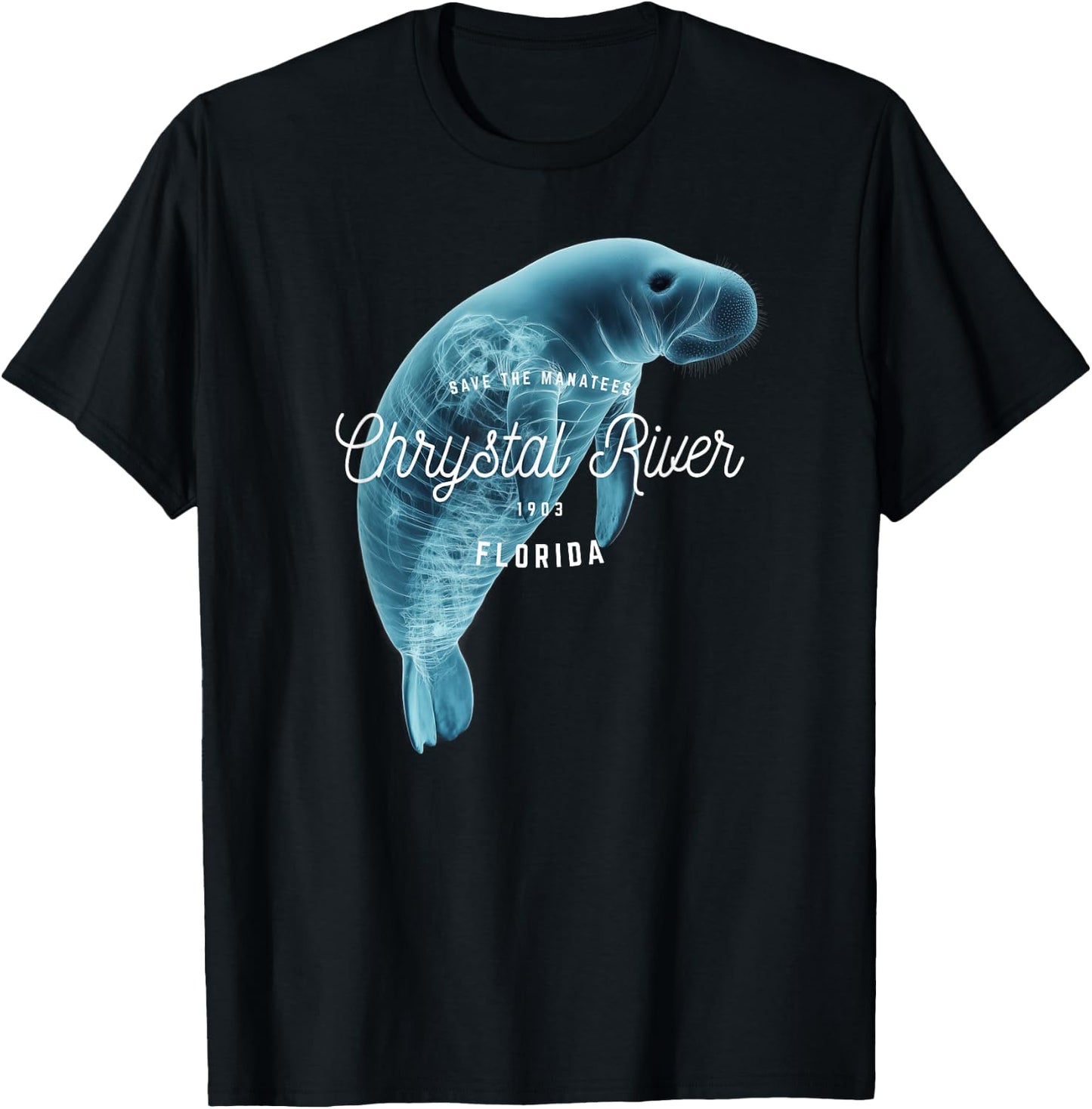 Crystal River Florida FL Vacation Save the Manatees Souvenir T-Shirt - T-Shirt | Black