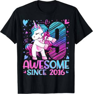 9 Year Old Unicorn Gifts For Girls 9th Birthday Girl Party T-Shirt - T-Shirt | Black