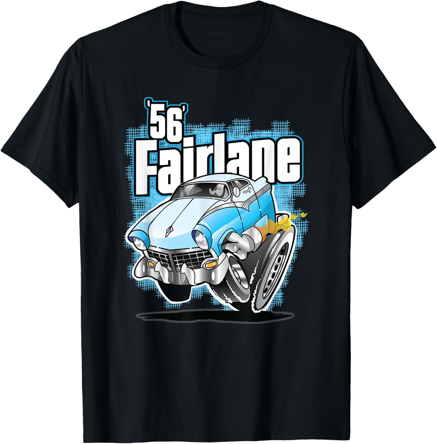 Vintage Hot Rod Cars And Truck Vintage 1956 Fairlane Cartoon Hot Rod T-Shirt - T-Shirt | Black