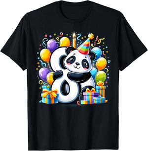 Panda 8th birthday boy girl 8 years old eighth eight Panda T-Shirt - T-Shirt | Black