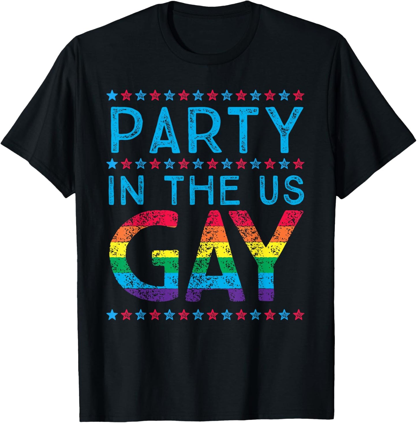 Fourth of July | Party In The US Gay T-Shirt - T-Shirt | Black