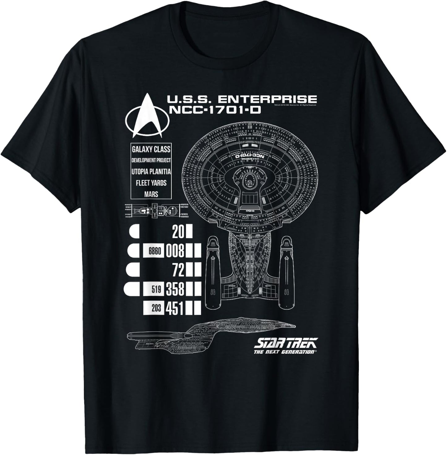 Star Trek: The Next Generation U.S.S. Enterprise Chart T-Shirt - T-Shirt | Black