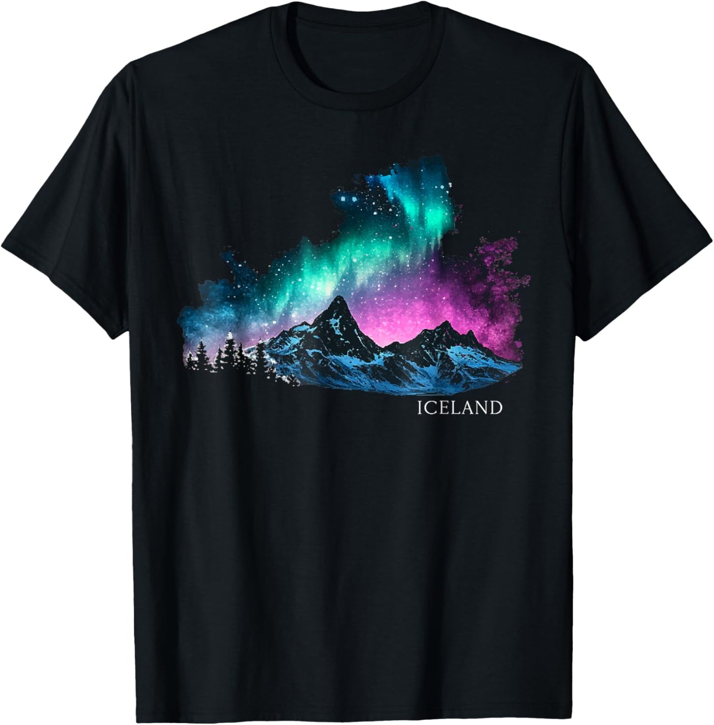 Iceland Lights Icelandic Souvenirs T-Shirt - T-Shirt | Black