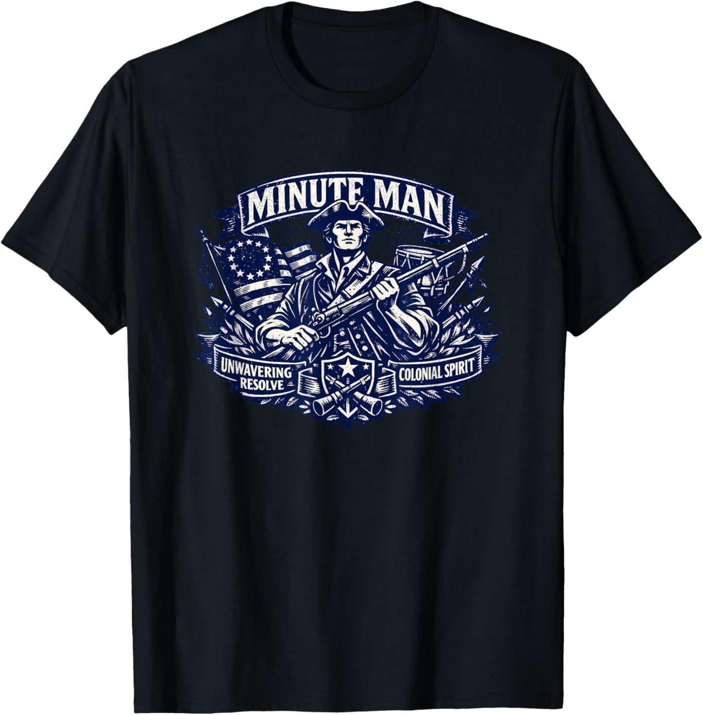 Minute Man Colonial Patriot Spirit T-Shirt - T-Shirt | Black