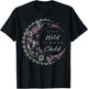 Stay Wild Flower Child Moon And Flowers T-Shirt - T-Shirt | Black