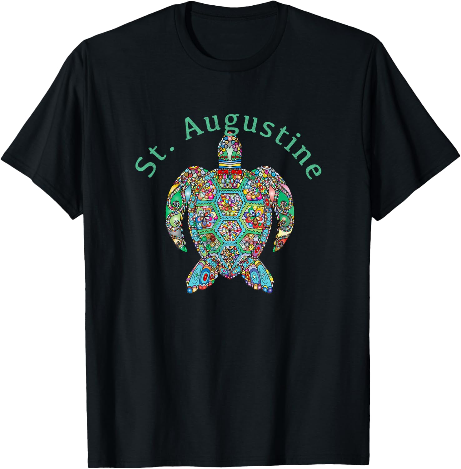 St. Augustine Tribal Turtle Gift T-Shirt - T-Shirt | Black