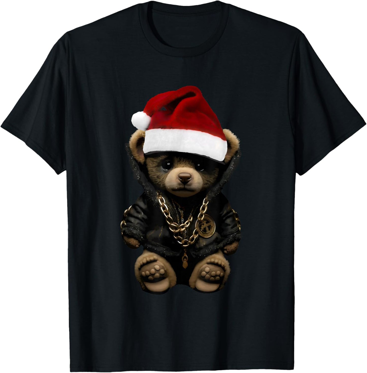 Merry Christmas Merry 2025 Teddy Fashion Rap Teddy Bear T-Shirt - T-Shirt | Black