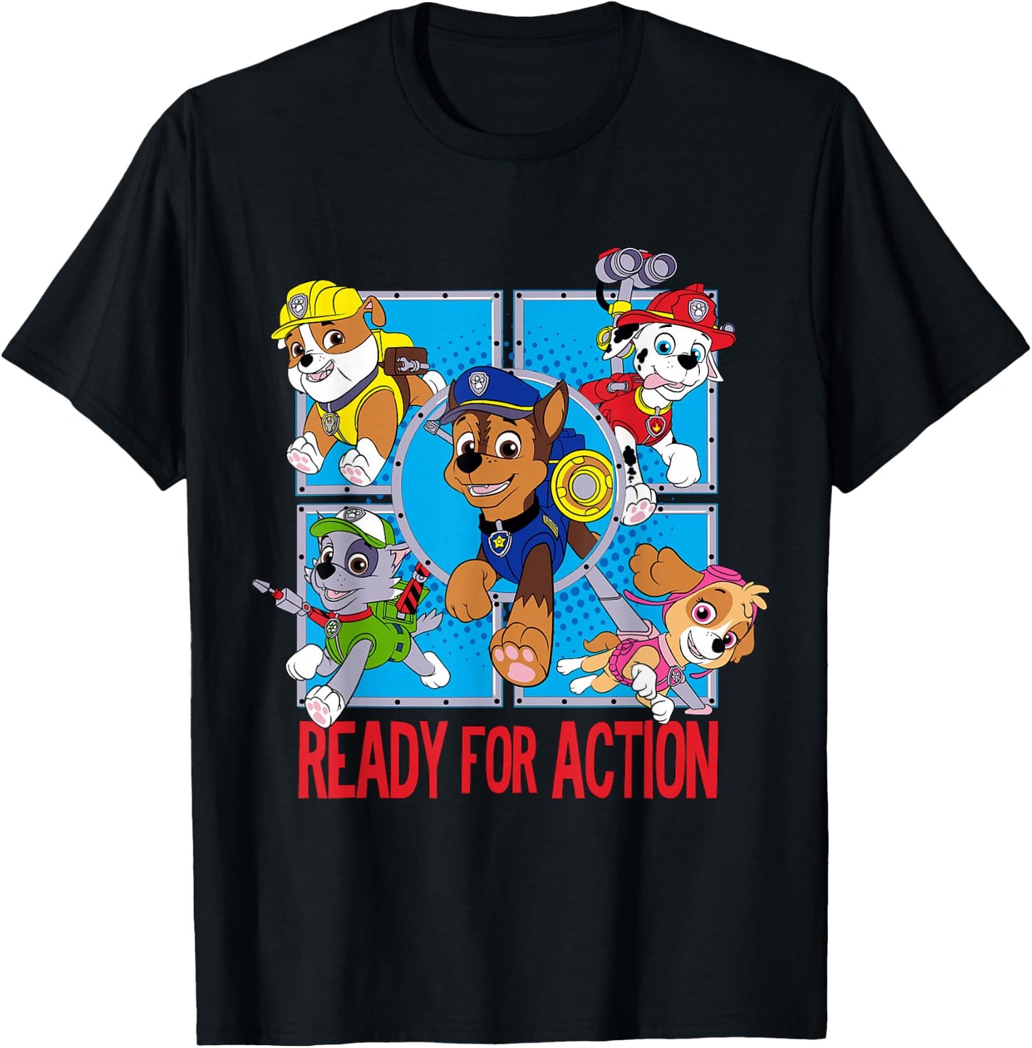 PAW Ready For Action With Group T-Shirt - T-Shirt | Black