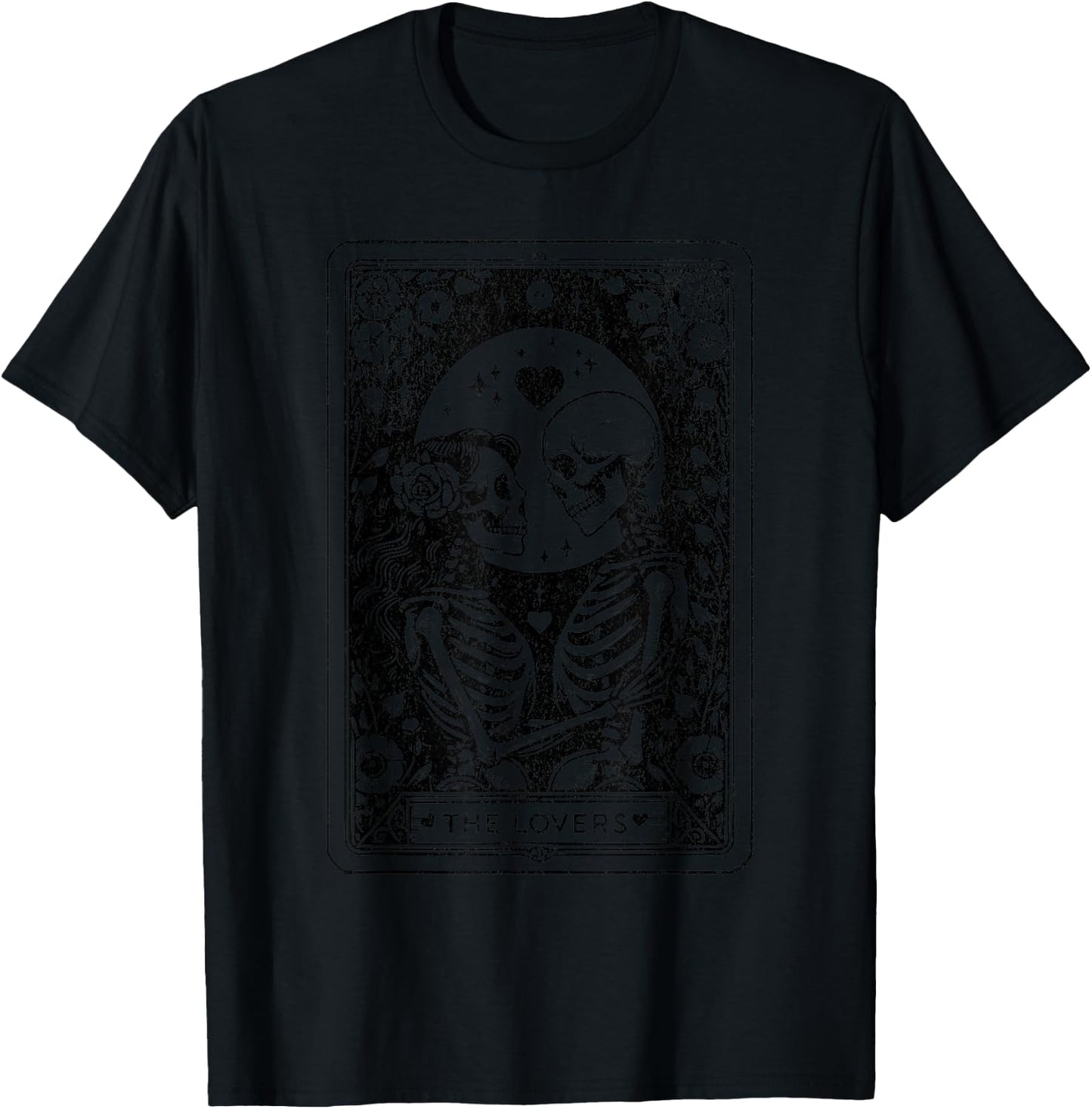 The Lovers Tarot Cards Skeleton Men Women Tarot Card T-Shirt - T-Shirt | Black