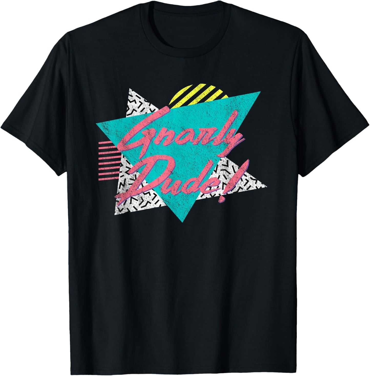 Gnarly Dude | Retro Vintage 80's 90's Surfer Surf Gift T-Shirt - T-Shirt | Black