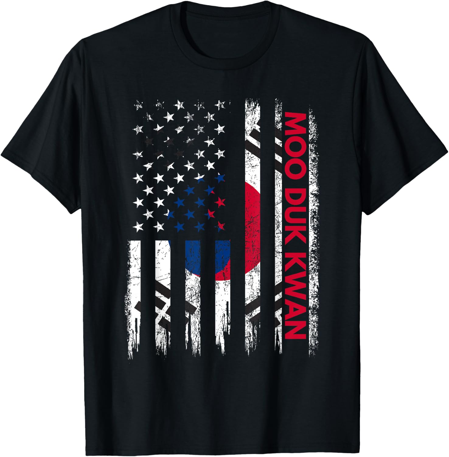 Moo Duk Kwan Karate Martial Arts Training Korean Flag T-Shirt - T-Shirt | Black