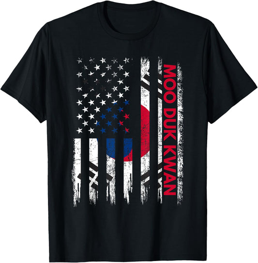 Moo Duk Kwan Karate Martial Arts Training Korean Flag T-Shirt - T-Shirt | Black