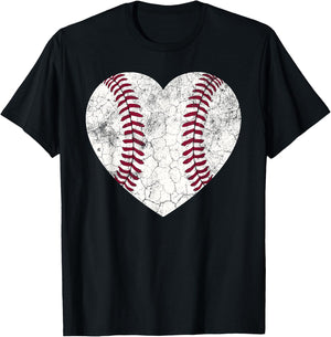 Baseball Heart Shirt Cute Mom Dad Men Women Softball Gift T-Shirt - T-Shirt | Black