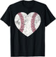 Baseball Heart Shirt Cute Mom Dad Men Women Softball Gift T-Shirt - T-Shirt | Black
